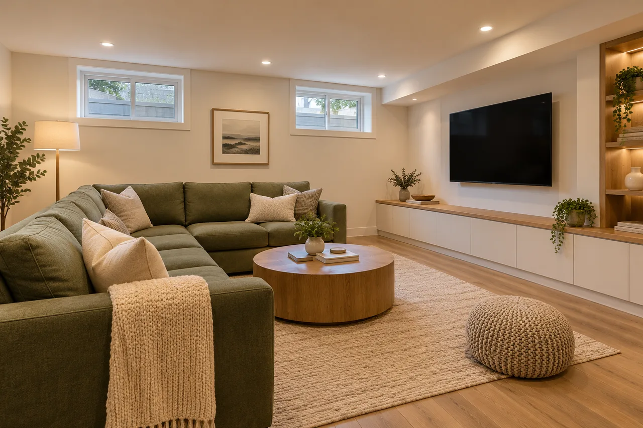 Basement Family Lounge — AI Design Concept