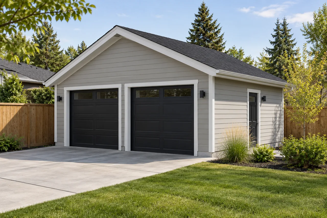 AI-generated detached two-car garage design concept
